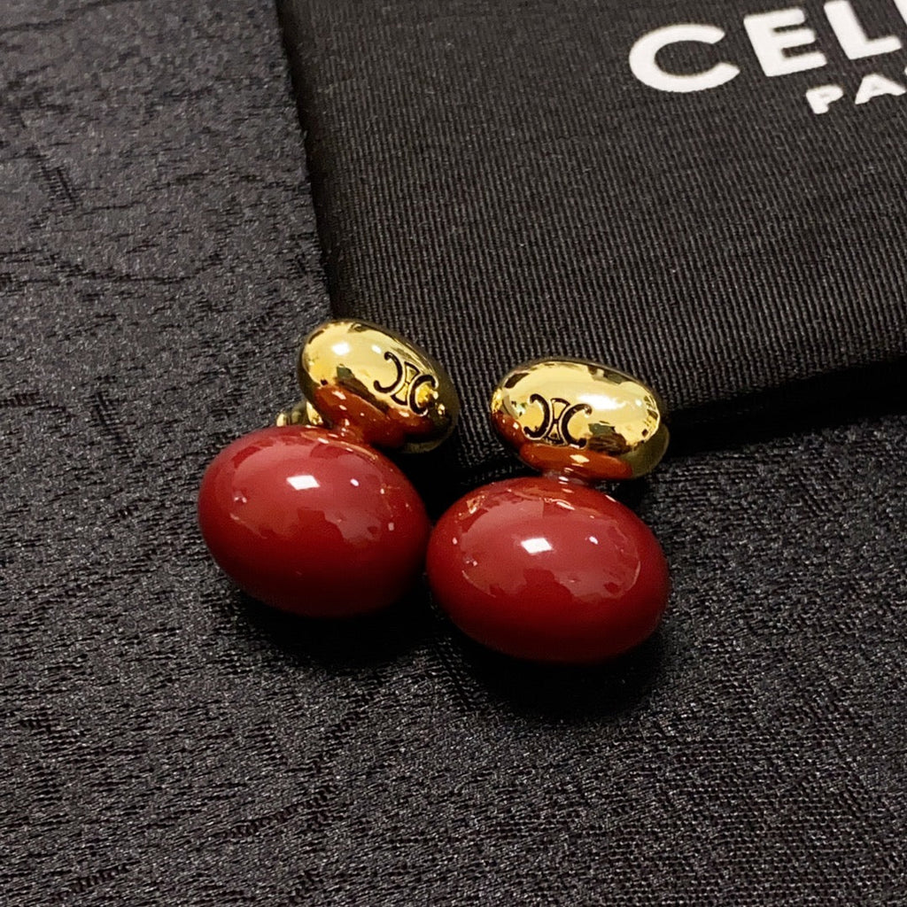 Celine Red 18K Gold Earrings
