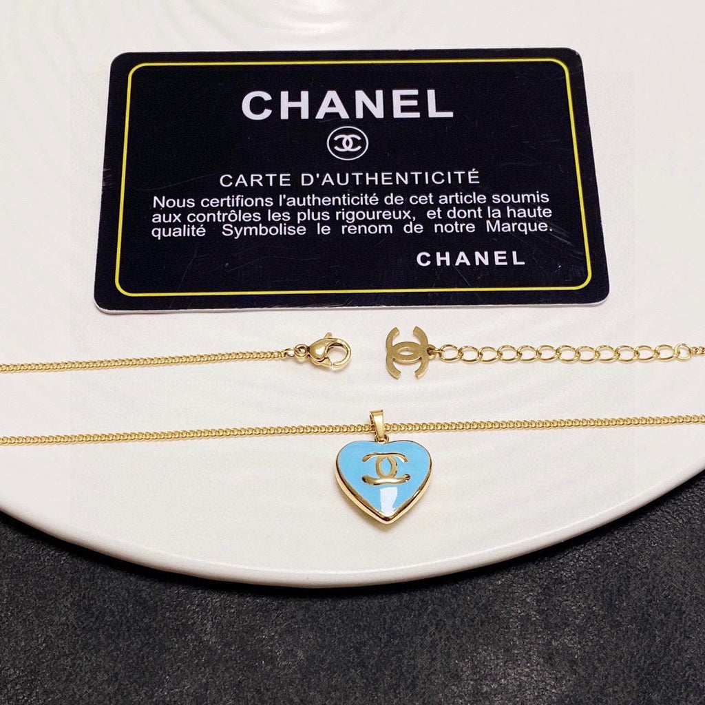 Chanel Blue Heart 18K Gold Necklace